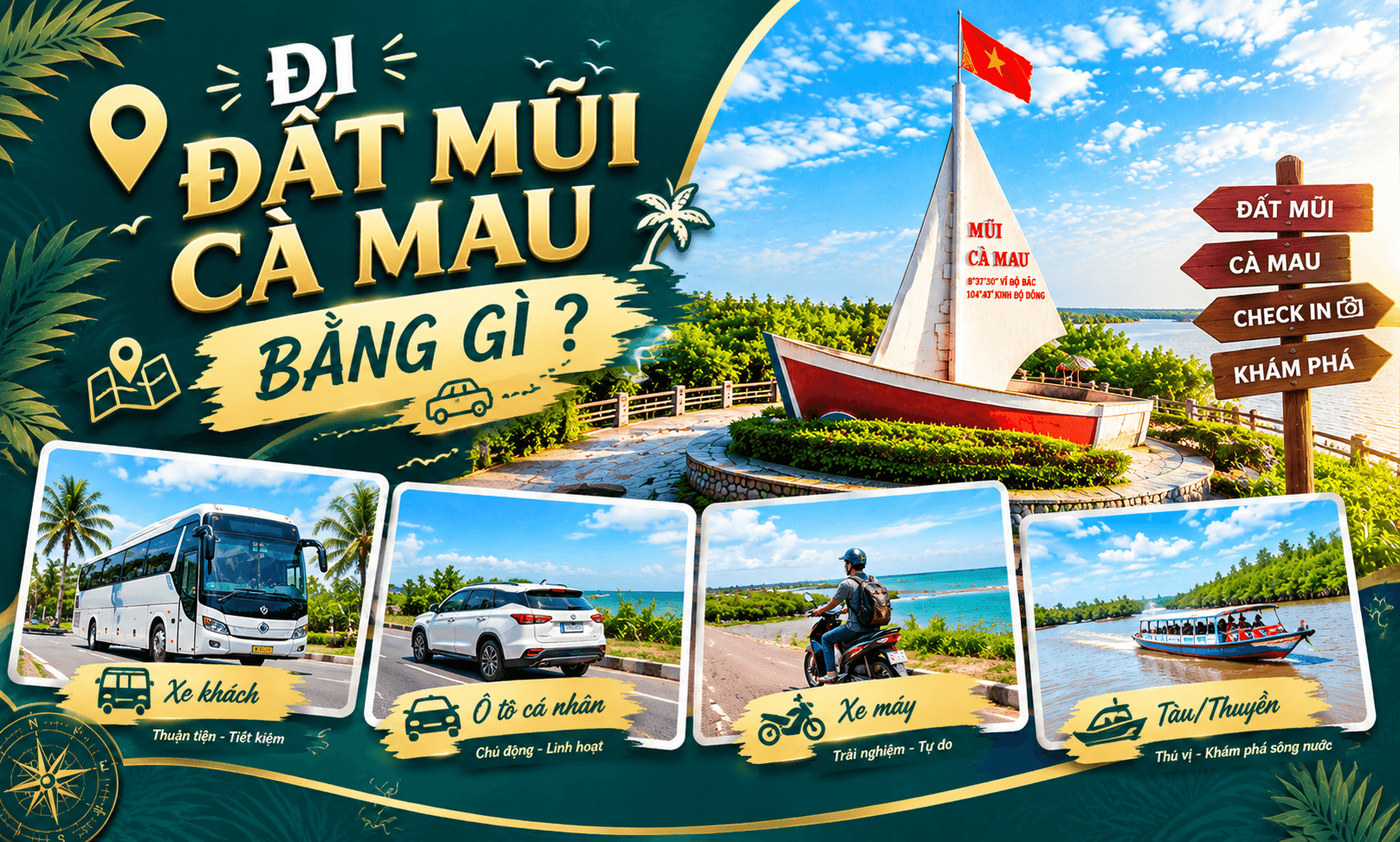 Đi Đất Mũi Cà Mau Bằng Gì? Ô Tô, Xe Máy, Xe Khách 2026