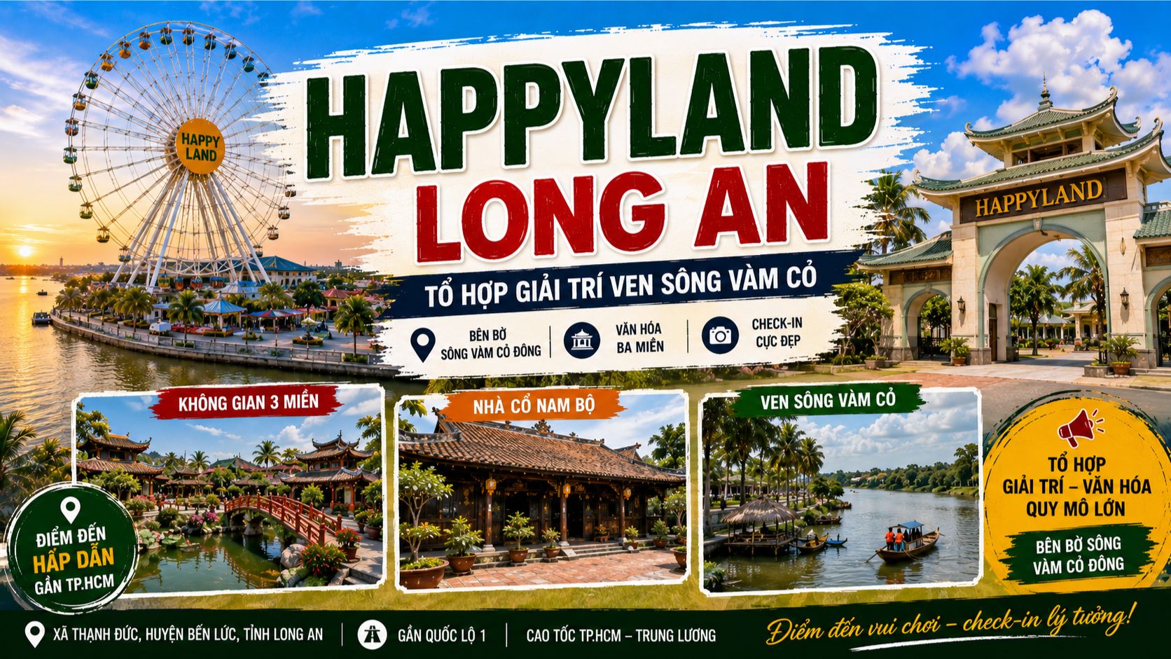Happyland Long An: Tổ Hợp Giải Trí Ven Sông Vàm Cỏ