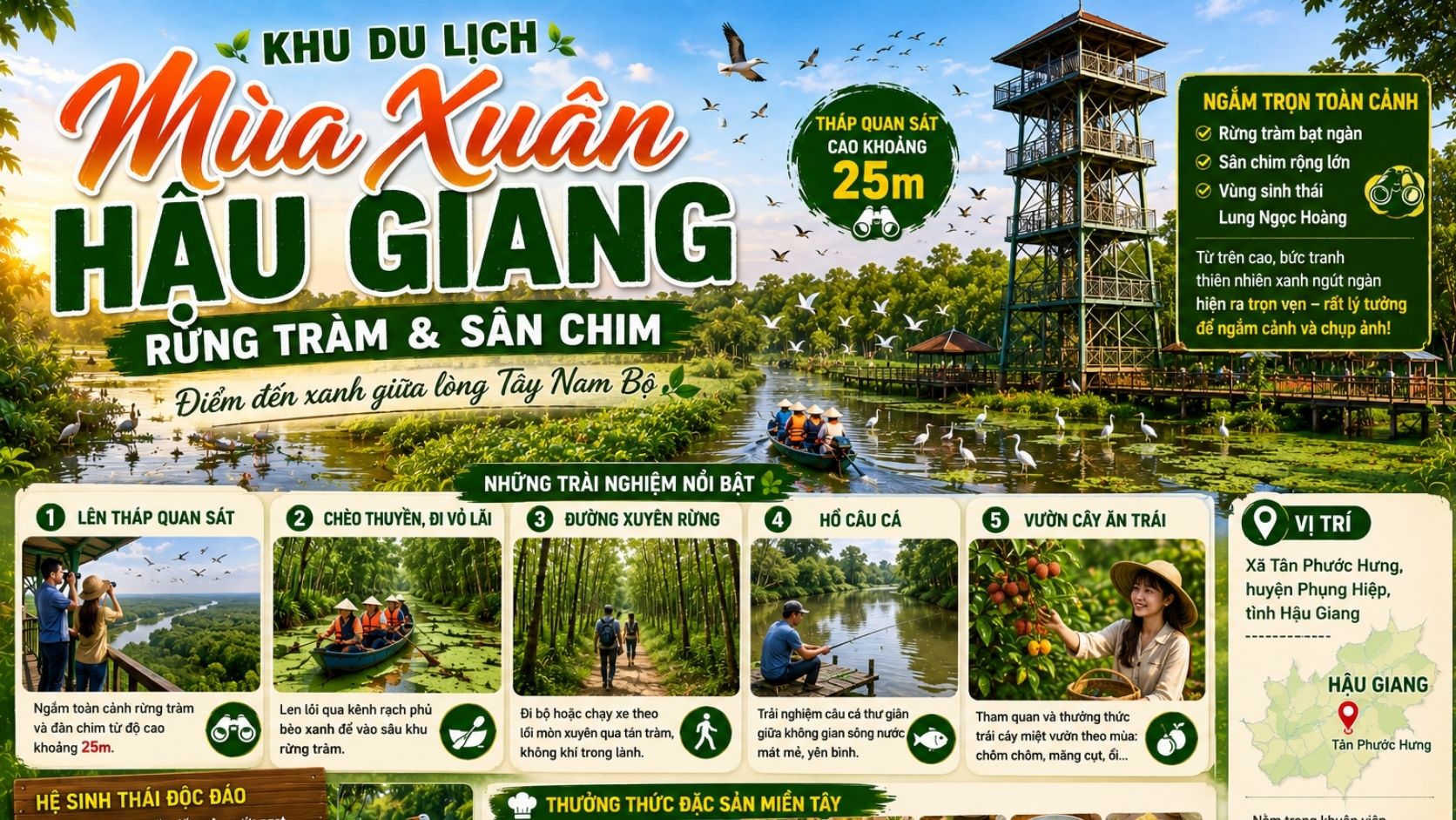Khu Du Lịch Mùa Xuân Hậu Giang: Rừng Tràm & Sân Chim