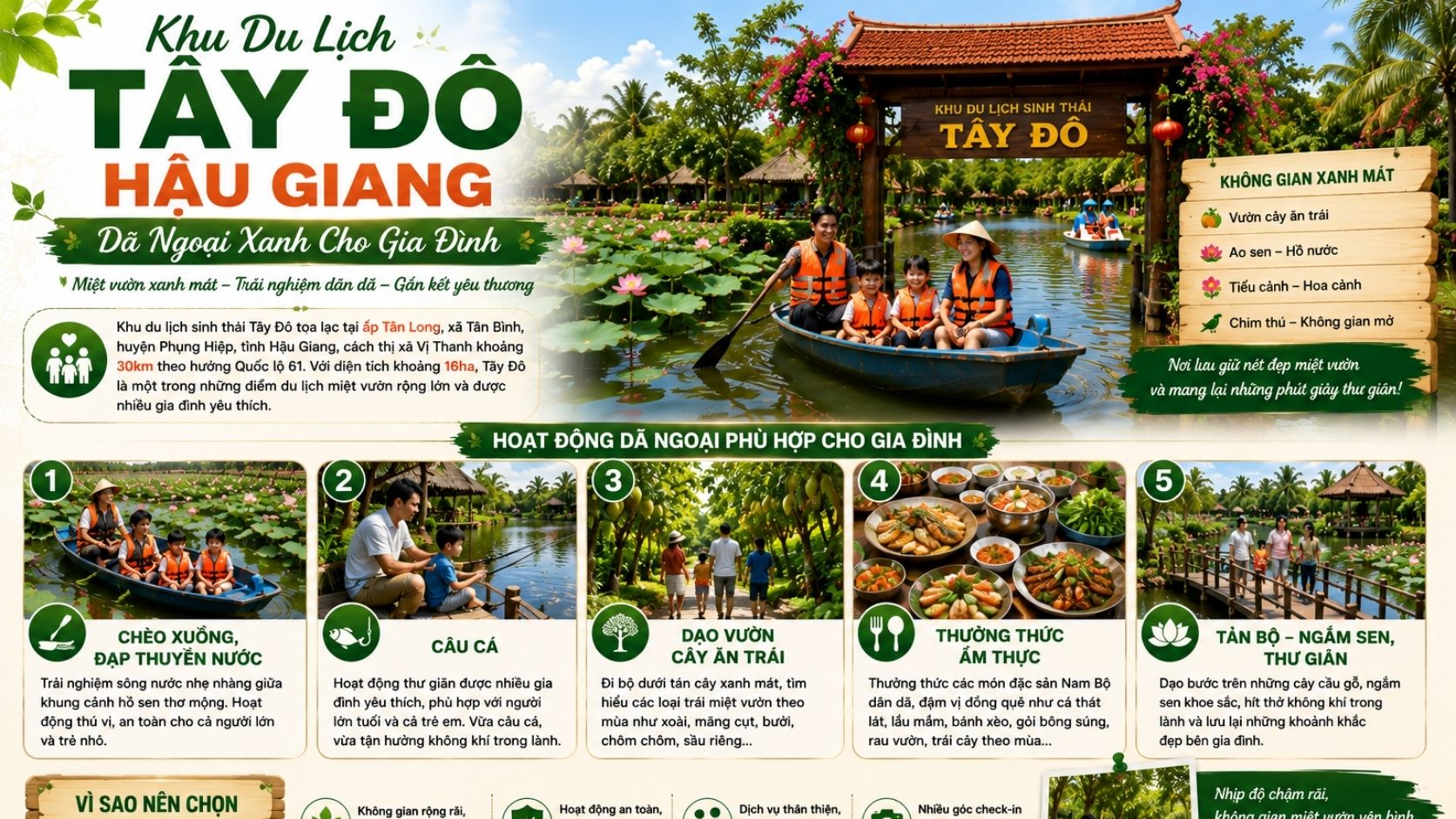 Khu Du Lịch Tây Đô Hậu Giang: Dã Ngoại Xanh Cho Gia Đình