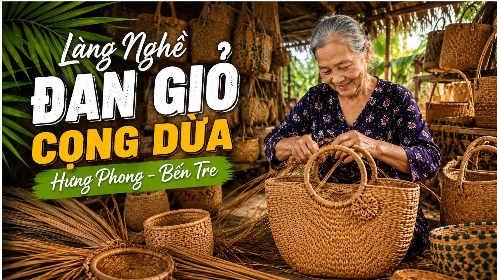 Làng Nghề Đan Giỏ Cọng Dừa Hưng Phong Bến Tre