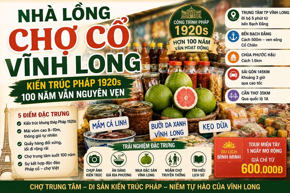 Nhà Lồng Chợ Cổ Vĩnh Long: Kiến Trúc Pháp 100 Năm