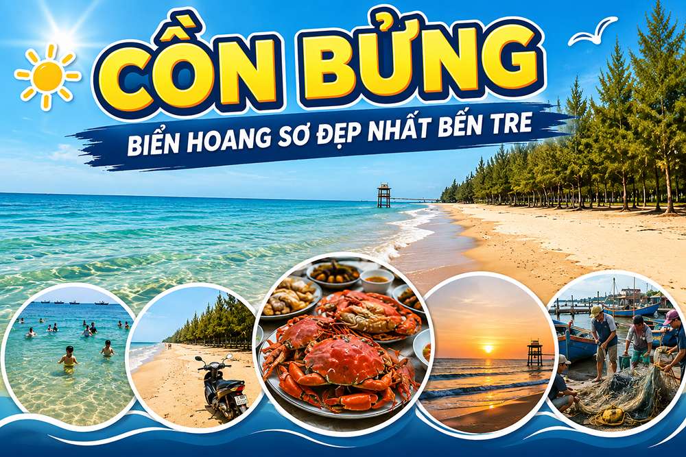 Biển Cồn Bửng Bến Tre: Cù Lao Biển Hoang Sơ Yên Bình