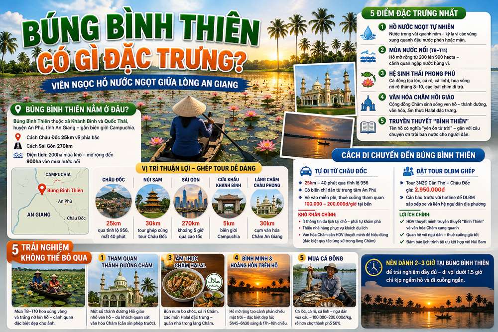 Búng Bình Thiên An Giang: Đi Mùa Nước Nổi T8-T11