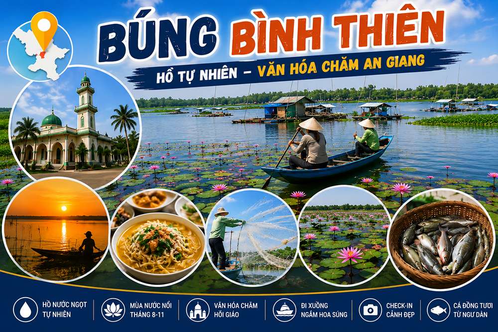 Búng Bình Thiên An Giang: Đi Mùa Nước Nổi T8-T11