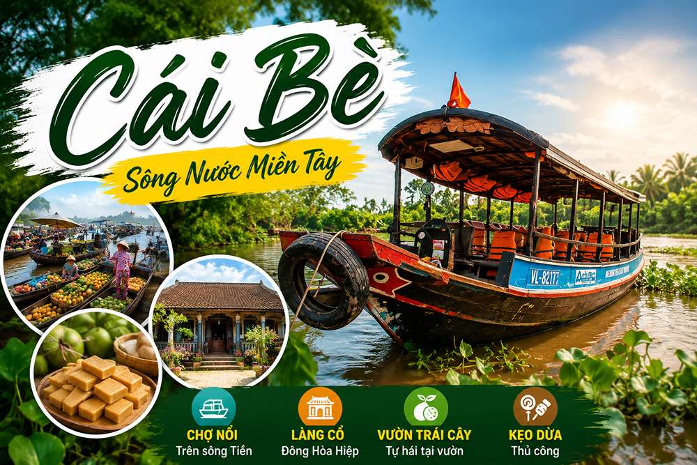 KDL Cái Bè Tiền Giang: Cẩm Nang Đi Chợ Nổi Sông Tiền