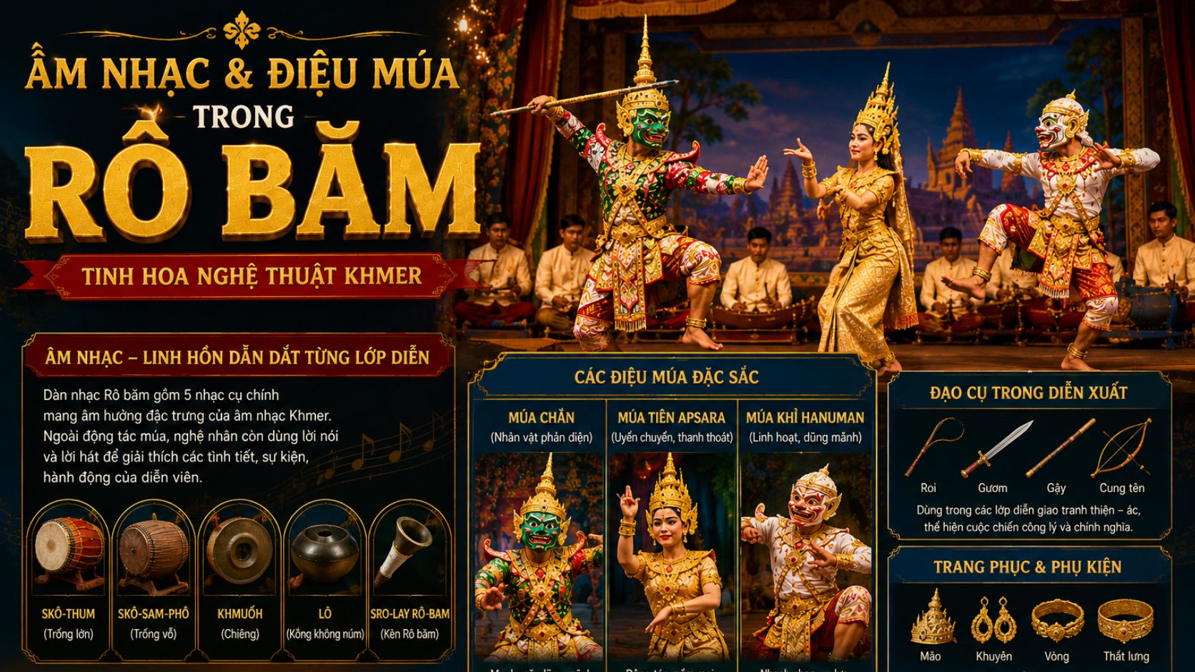 Âm nhạc và điệu múa trong Rô băm có gì đặc sắc?