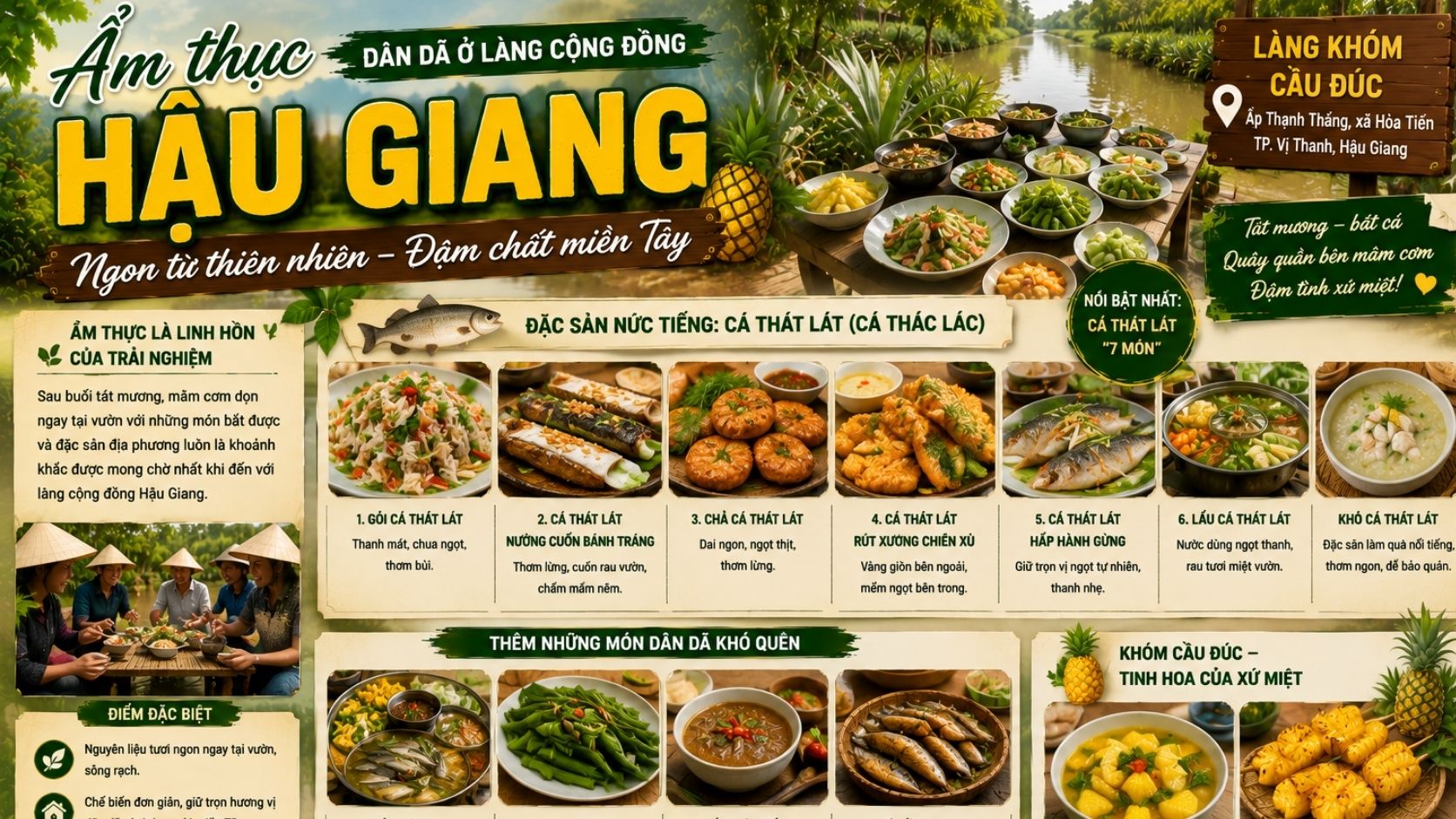 Ẩm thực dân dã ở làng cộng đồng Hậu Giang có gì?