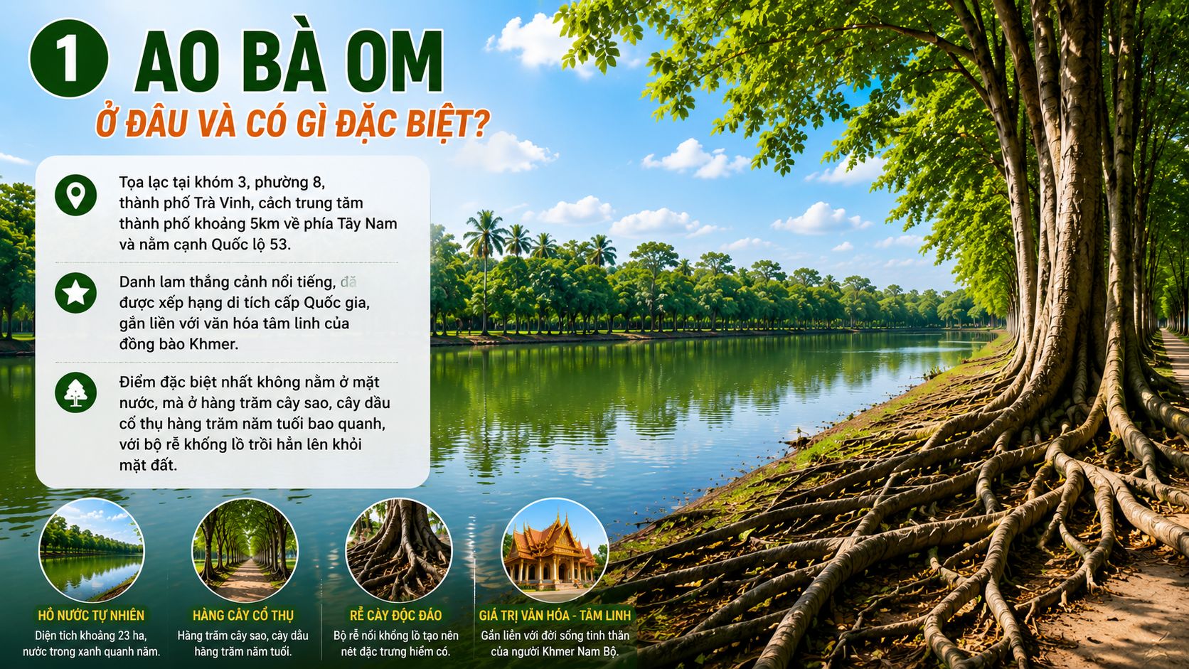 Ao Bà Om ở đâu và có gì đặc biệt?