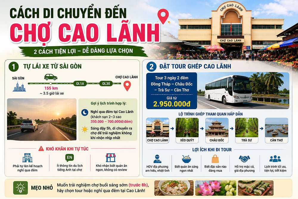 Cách di chuyển đến chợ Cao Lãnh