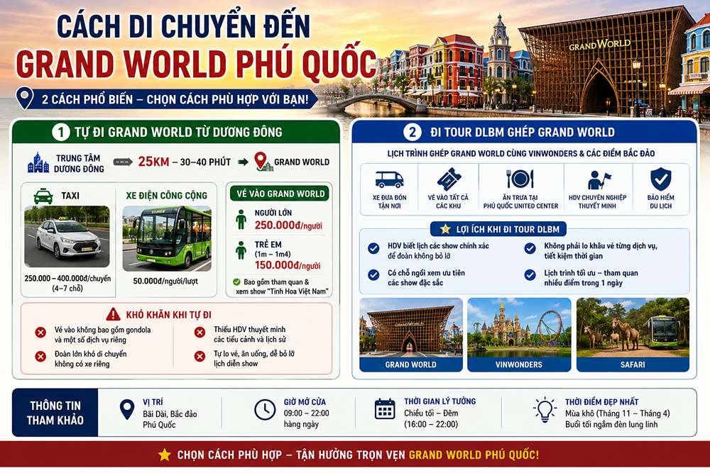 Cách di chuyển đến Grand World Phú Quốc