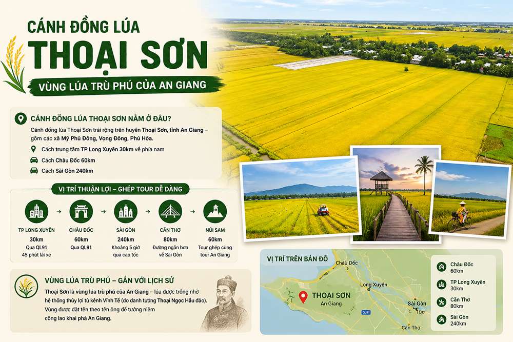 Cánh đồng lúa Thoại Sơn nằm ở đâu?