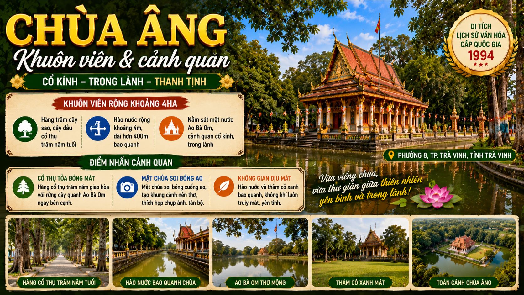 Khuôn viên và cảnh quan quanh Chùa Âng thế nào?
