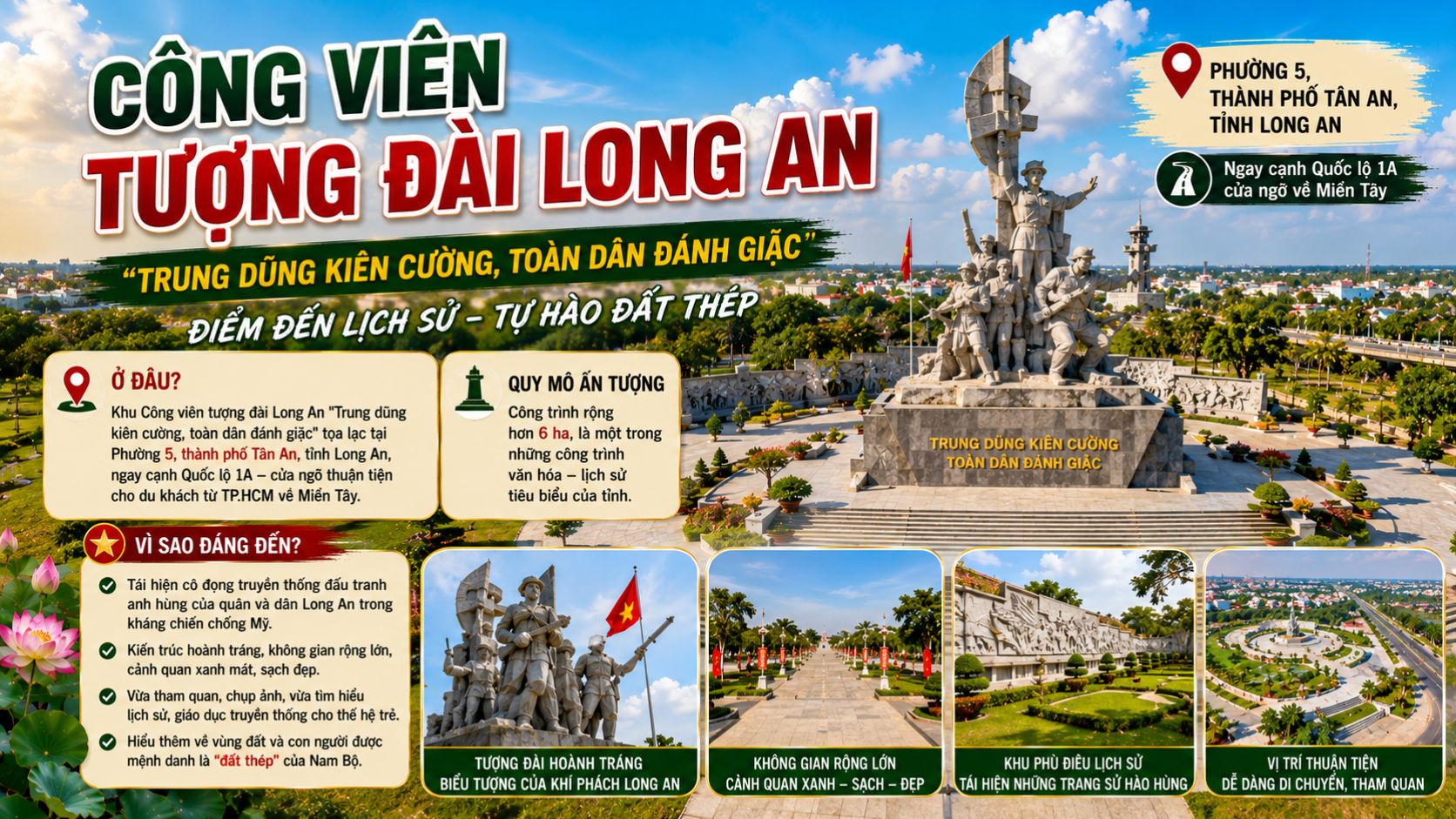 Công viên tượng đài Long An ở đâu, vì sao đáng đến?