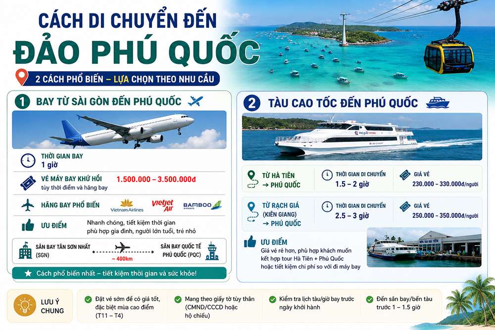 Cách di chuyển đến đảo Phú Quốc