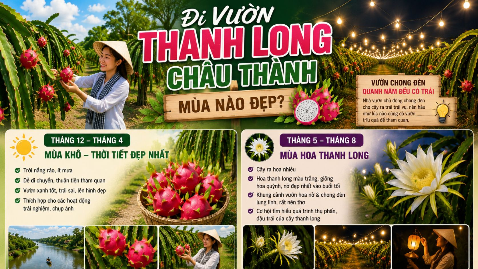 Đi vườn thanh long Châu Thành mùa nào đẹp?
