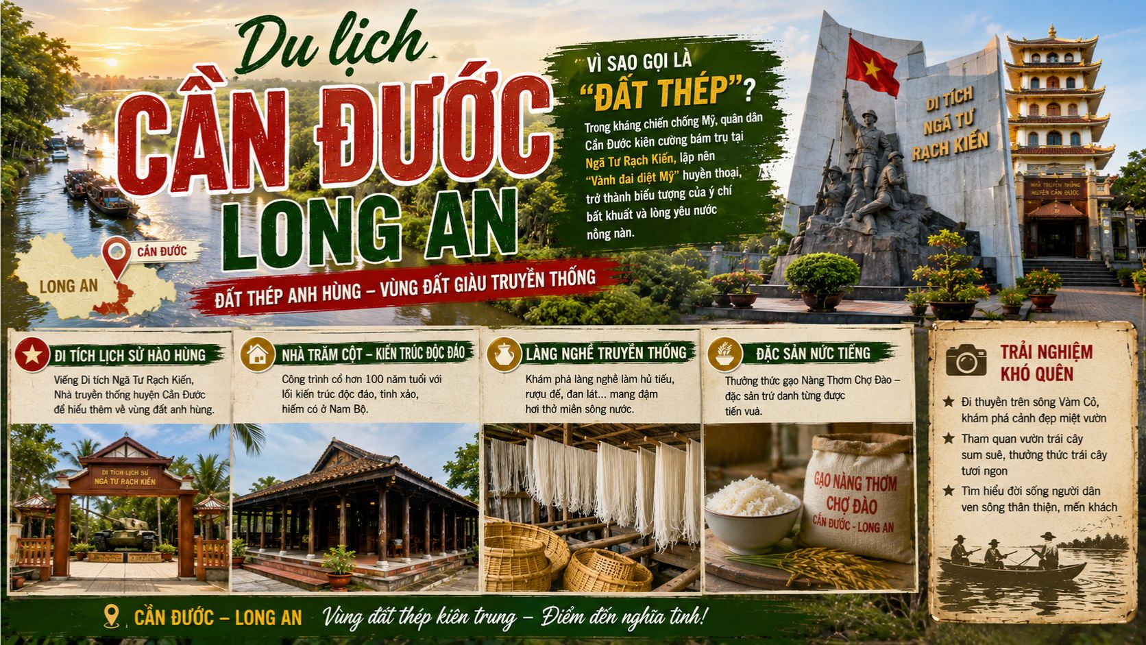 Du lịch Cần Đước Long An có gì, vì sao gọi là "đất thép"?