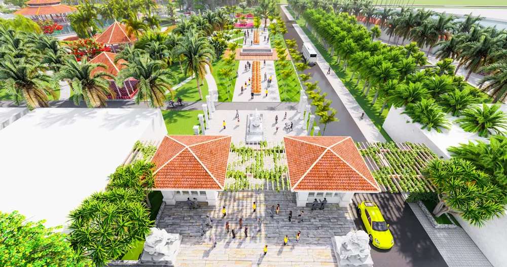 Khu vực lối đi vào khu du lịch Nhà Mát nhìn từ trên cao