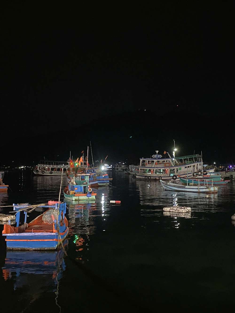 Khung cảnh đoàn thuyền ngư dân về đêm