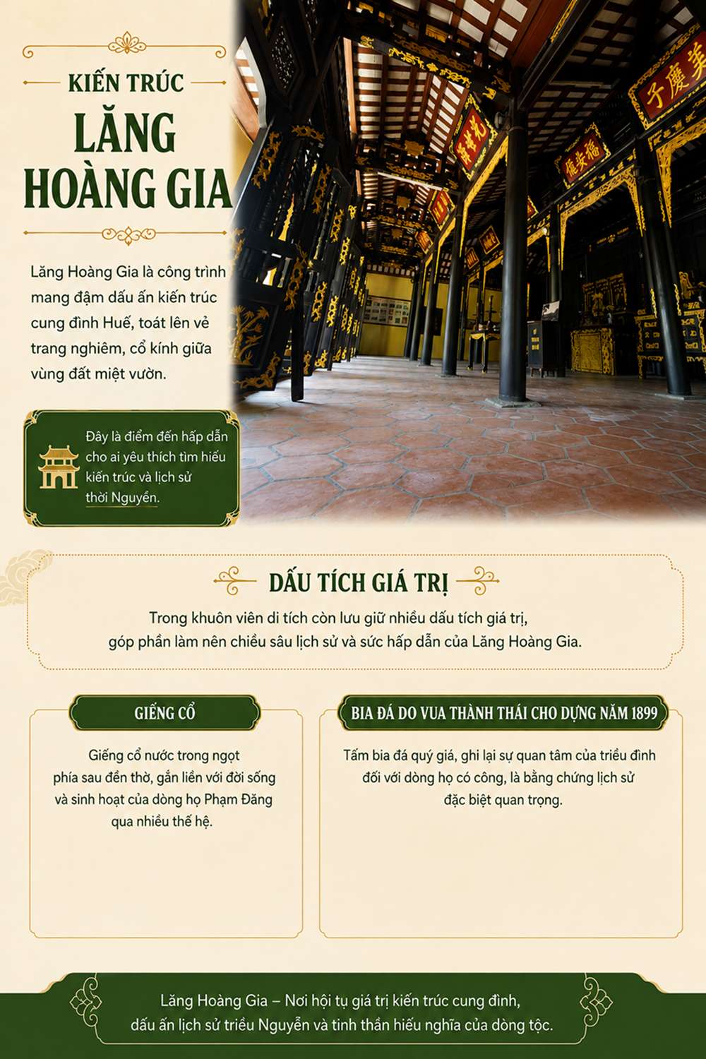 Kiến trúc Lăng Hoàng Gia có gì đặc sắc?