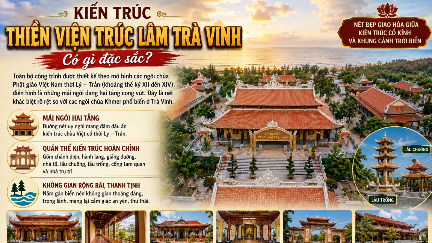 Kiến trúc Thiền viện Trúc Lâm Trà Vinh có gì đặc sắc?