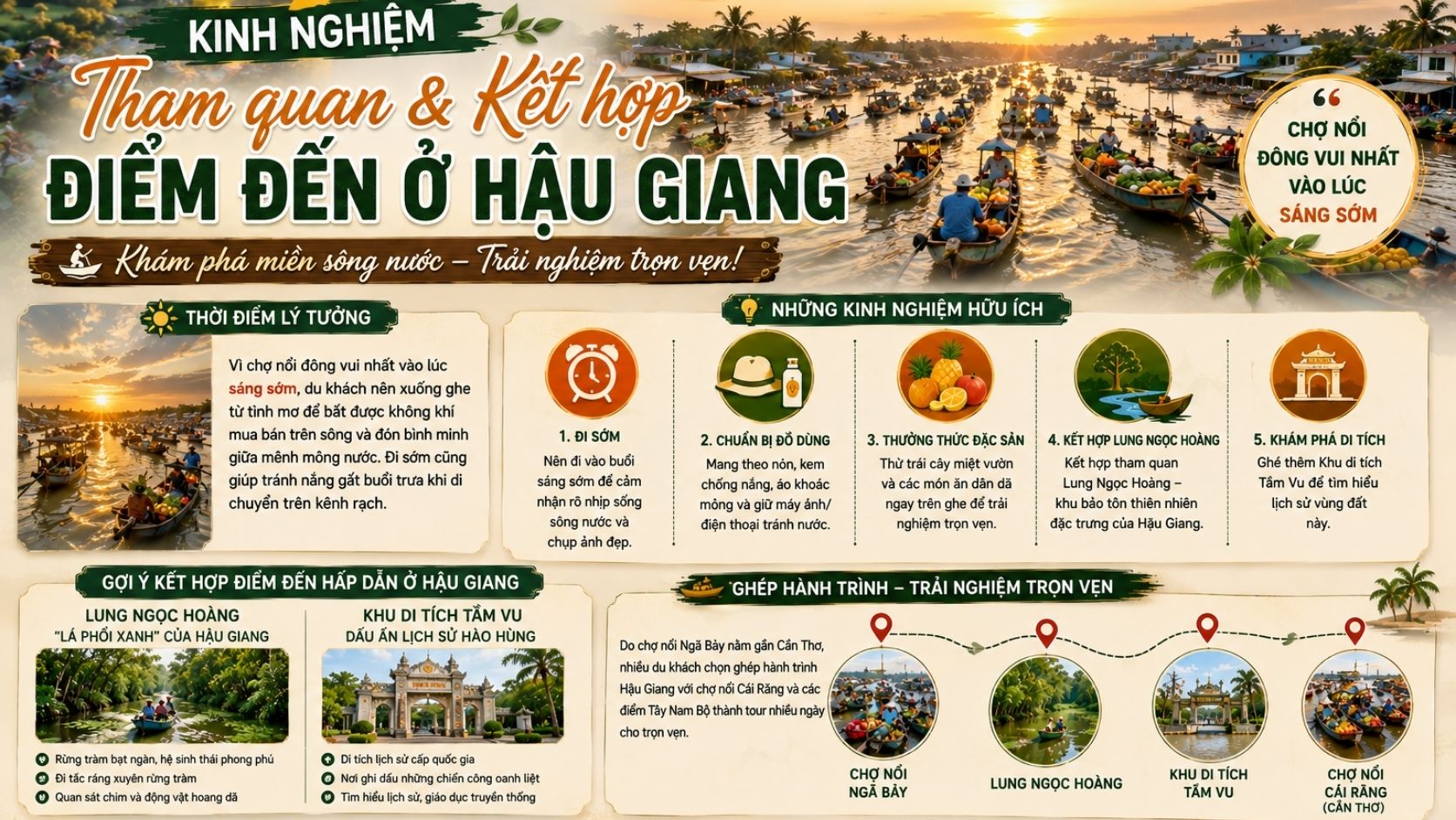 Kinh nghiệm tham quan và kết hợp điểm đến ở Hậu Giang