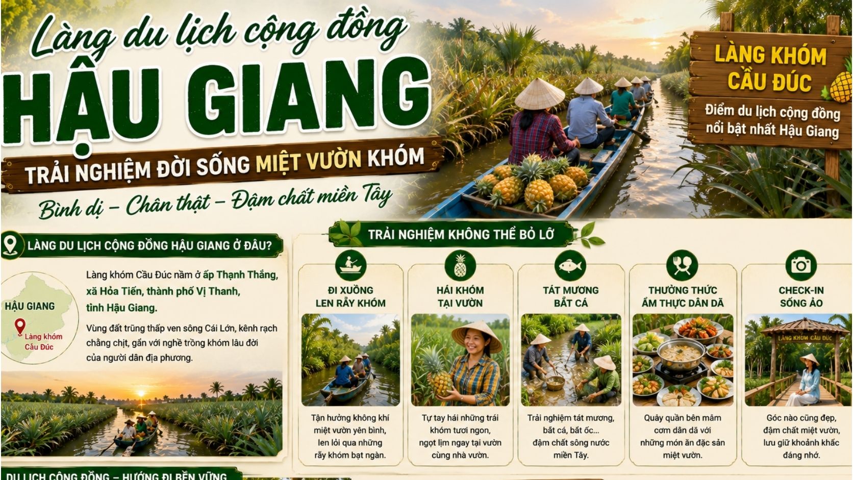 Làng du lịch cộng đồng Hậu Giang nằm ở đâu?