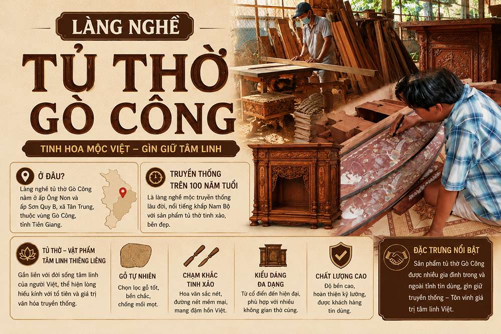 Làng nghề tủ thờ Gò Công ở đâu?