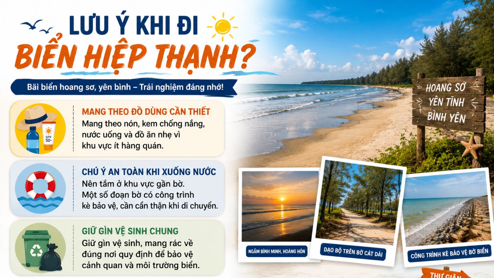 Lưu ý khi đi biển Hiệp Thạnh?