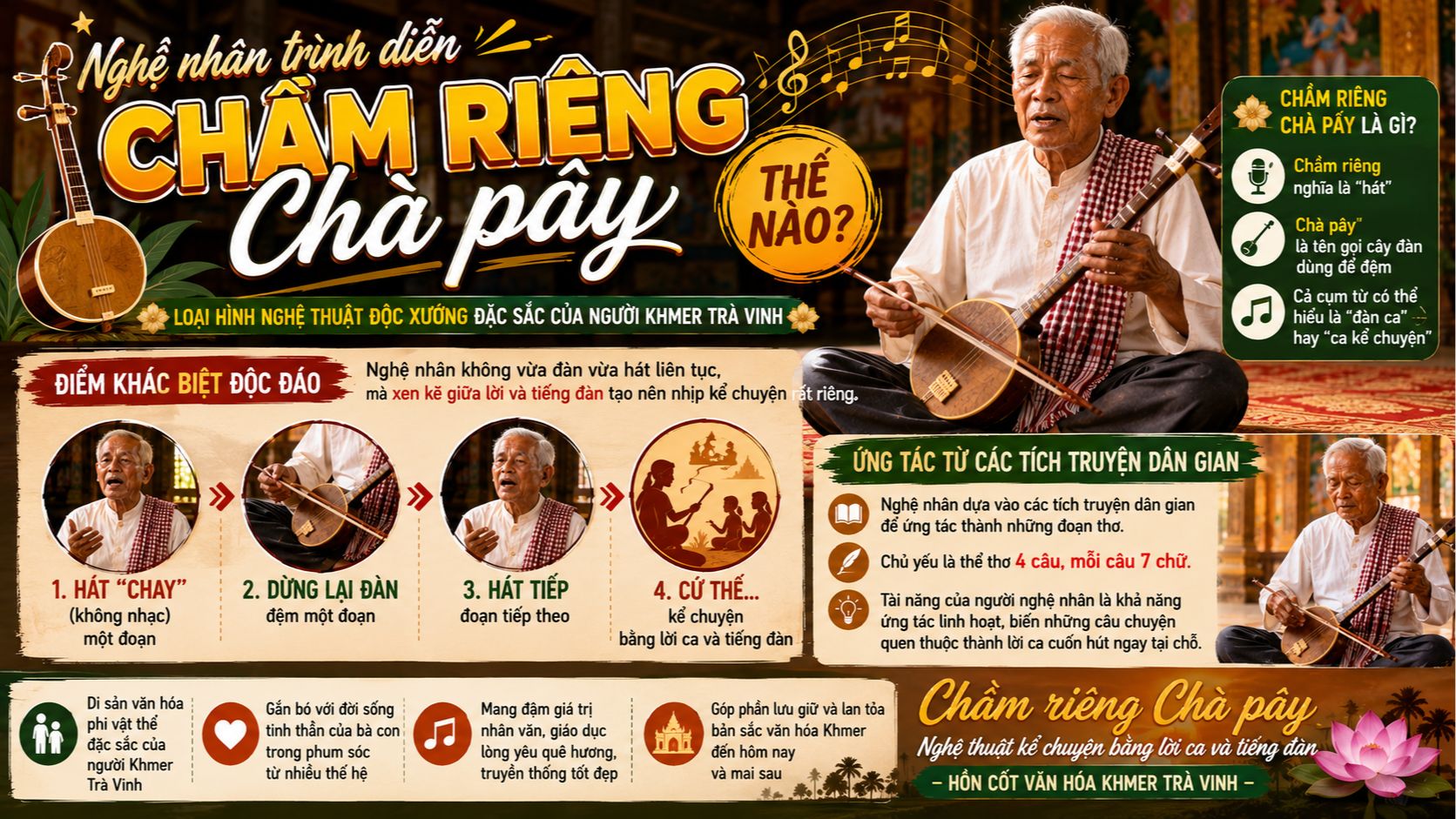 Nghệ nhân trình diễn Chầm riêng Chà pây thế nào?