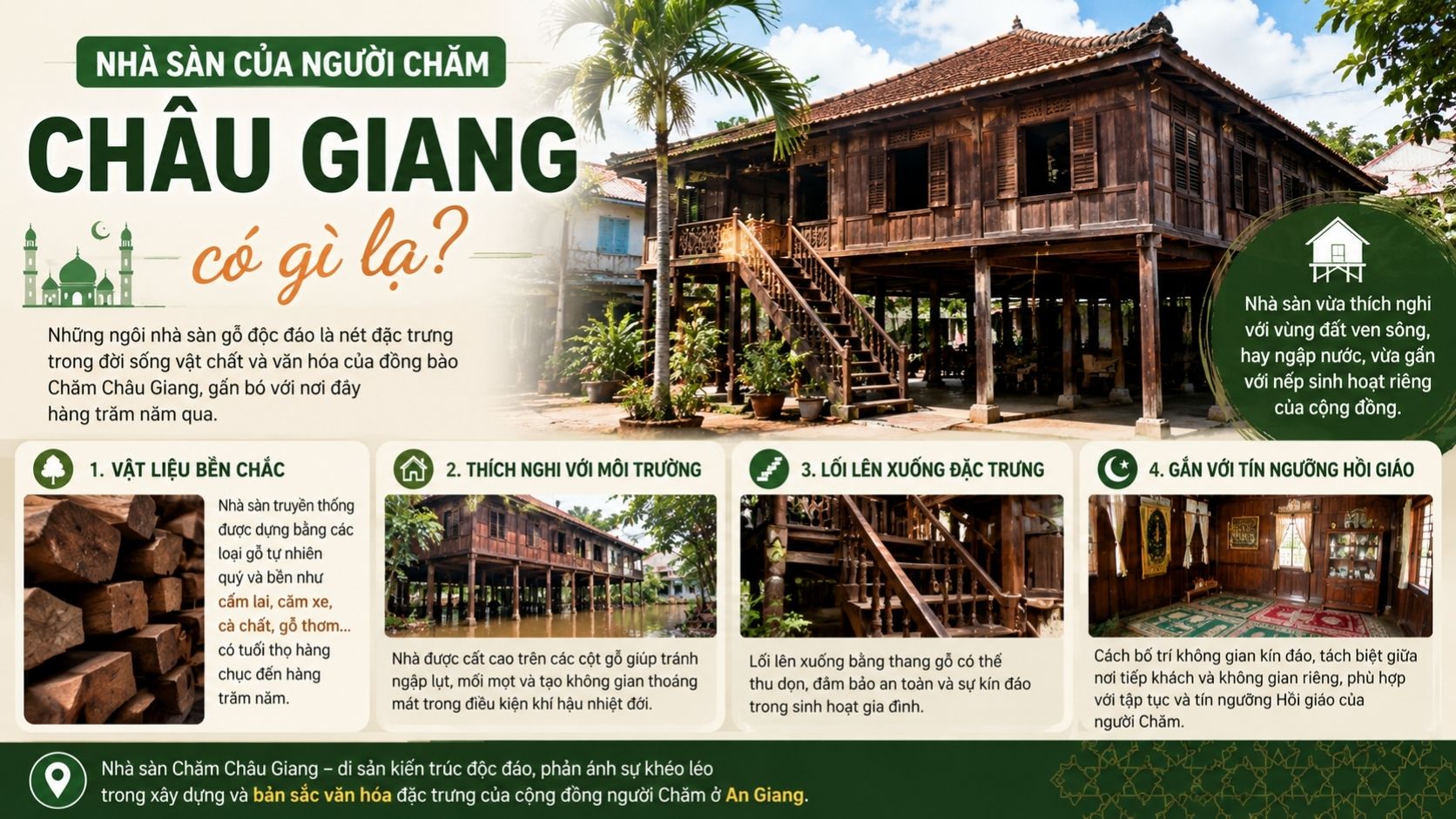 Nhà sàn của người Chăm Châu Giang có gì lạ?
