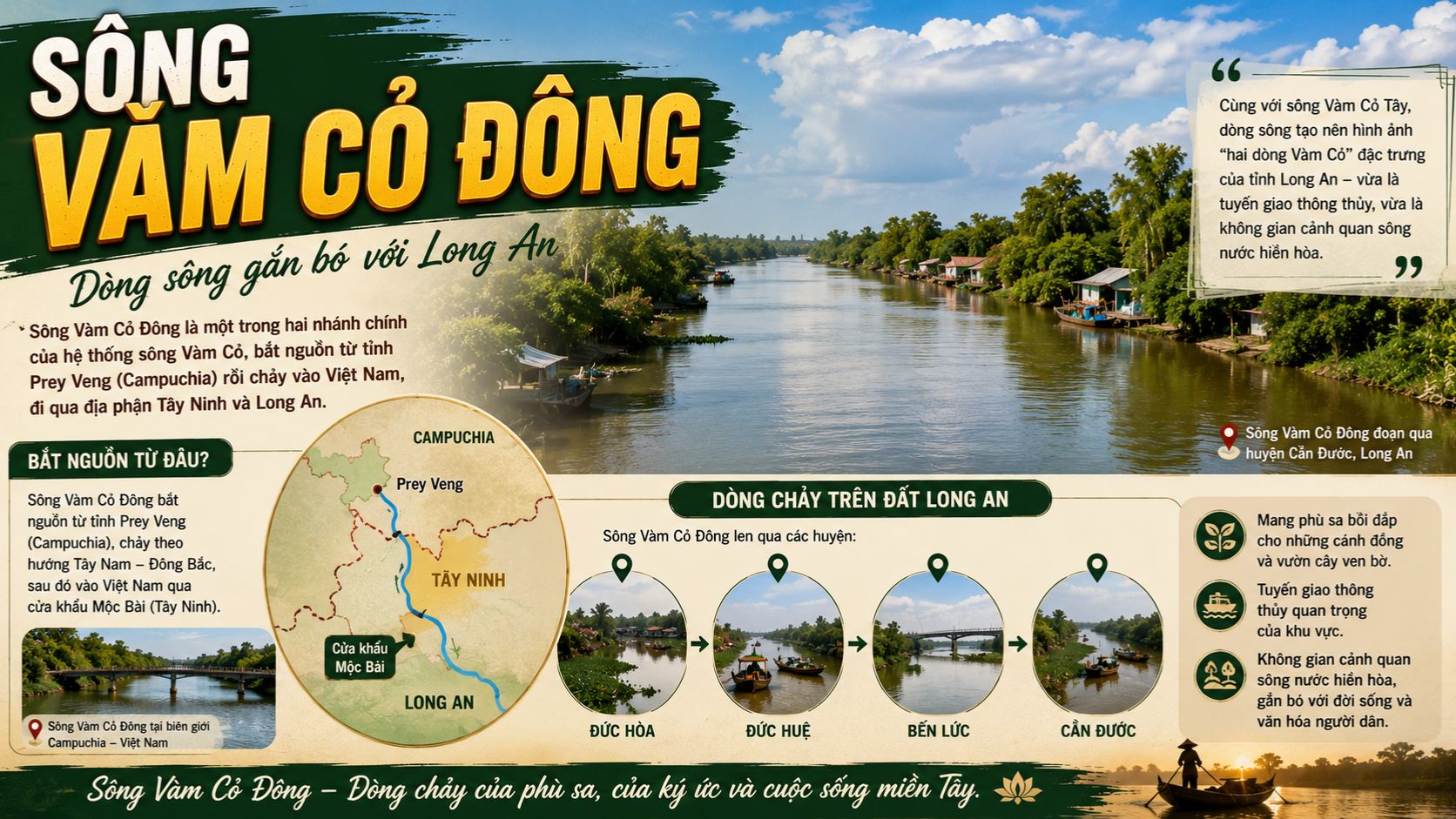 Sông Vàm Cỏ Đông ở đâu, bắt nguồn từ đâu?