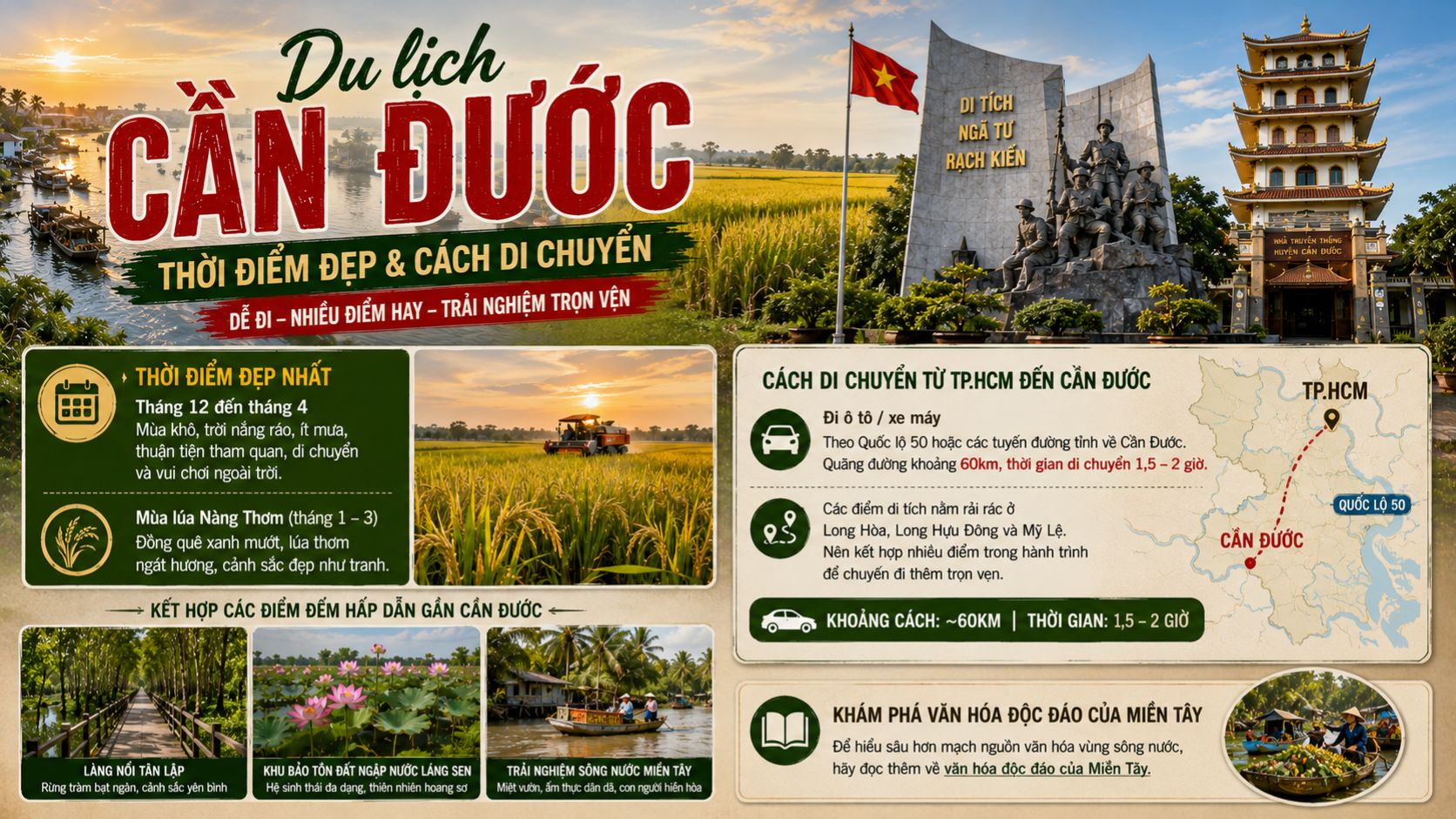 Thời điểm đẹp và cách di chuyển đến Cần Đước