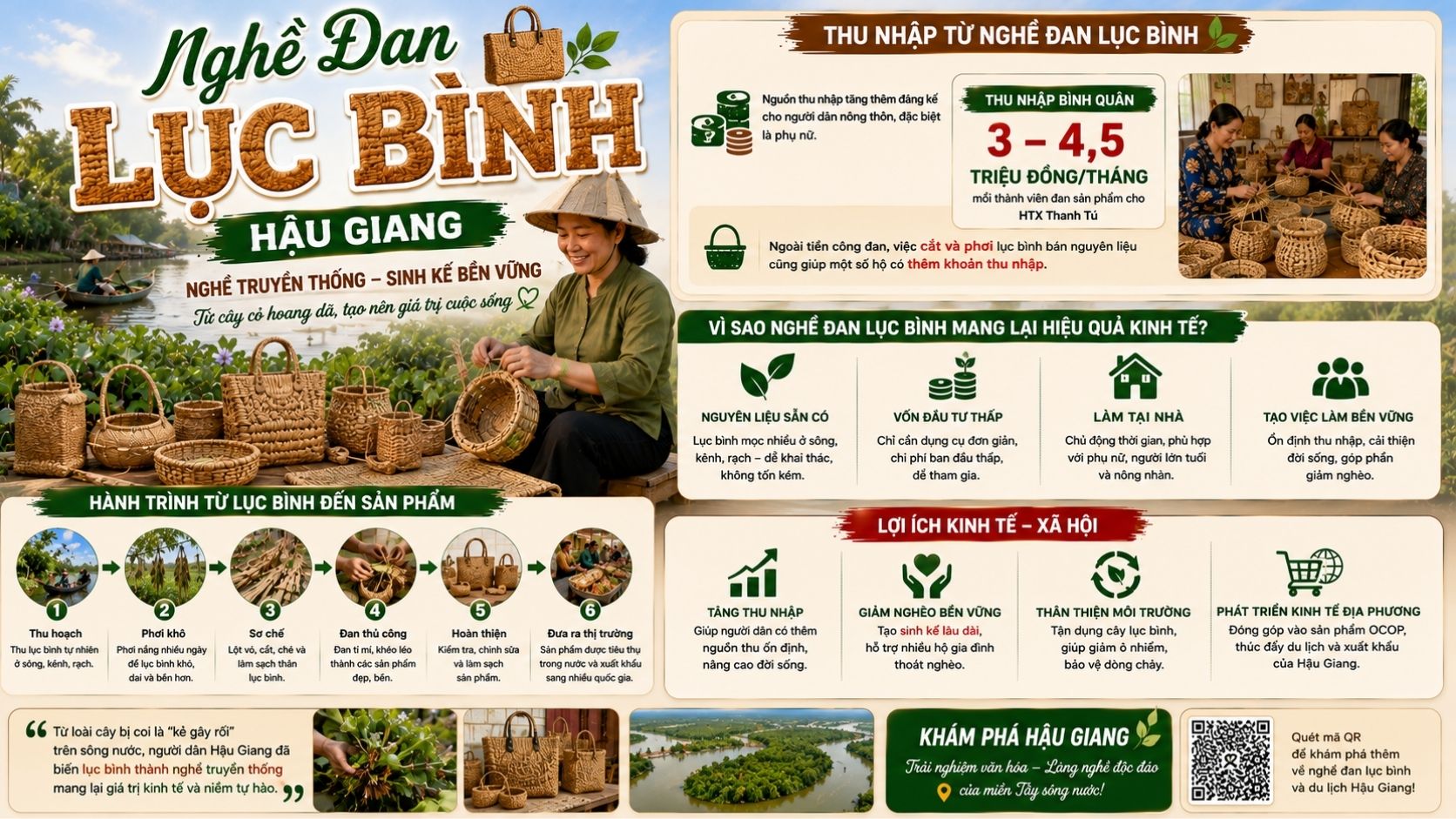 Nghề đan lục bình mang lại thu nhập ra sao?
