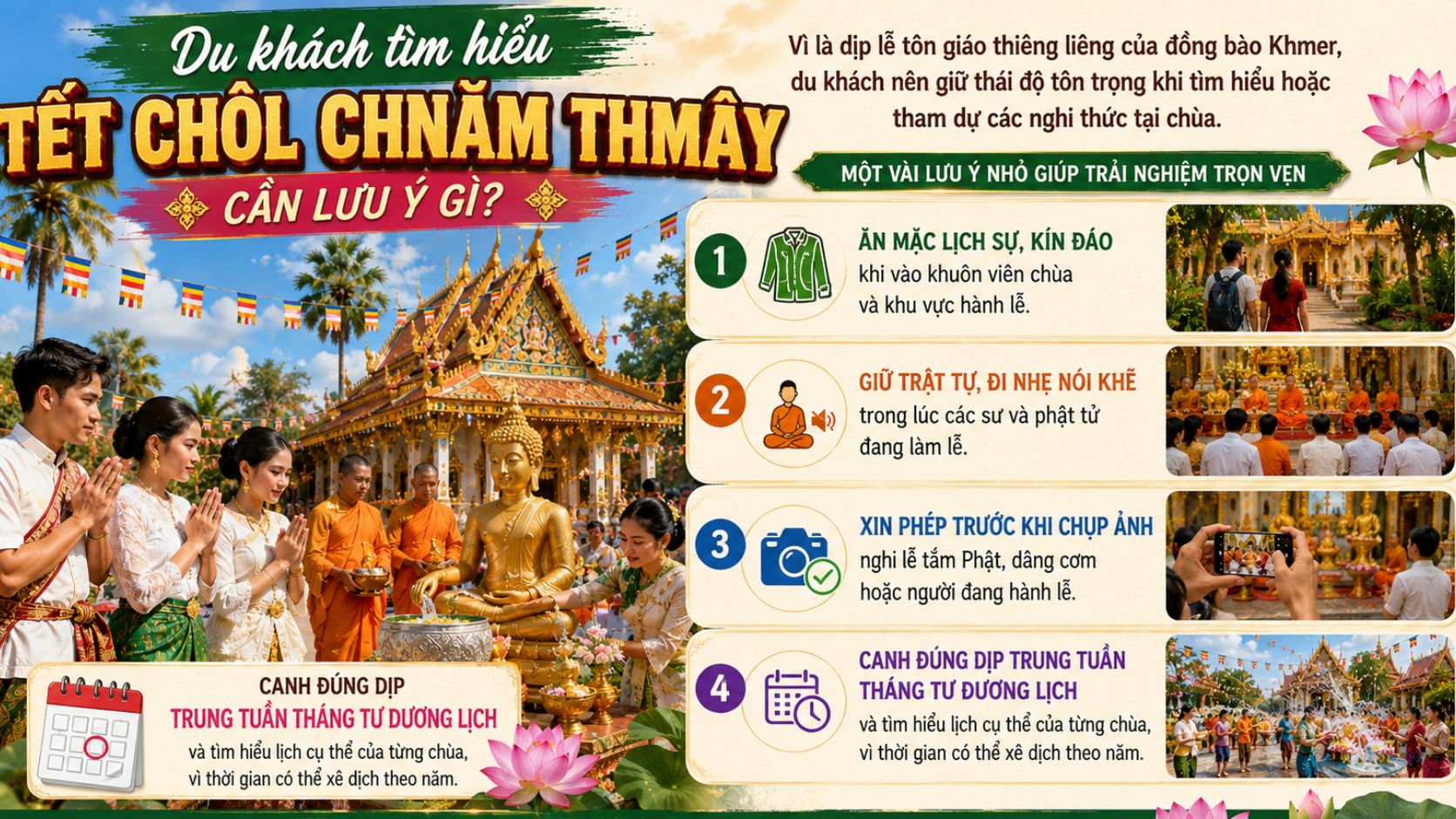 Du khách tìm hiểu Tết Chôl Chnăm Thmây cần lưu ý gì?