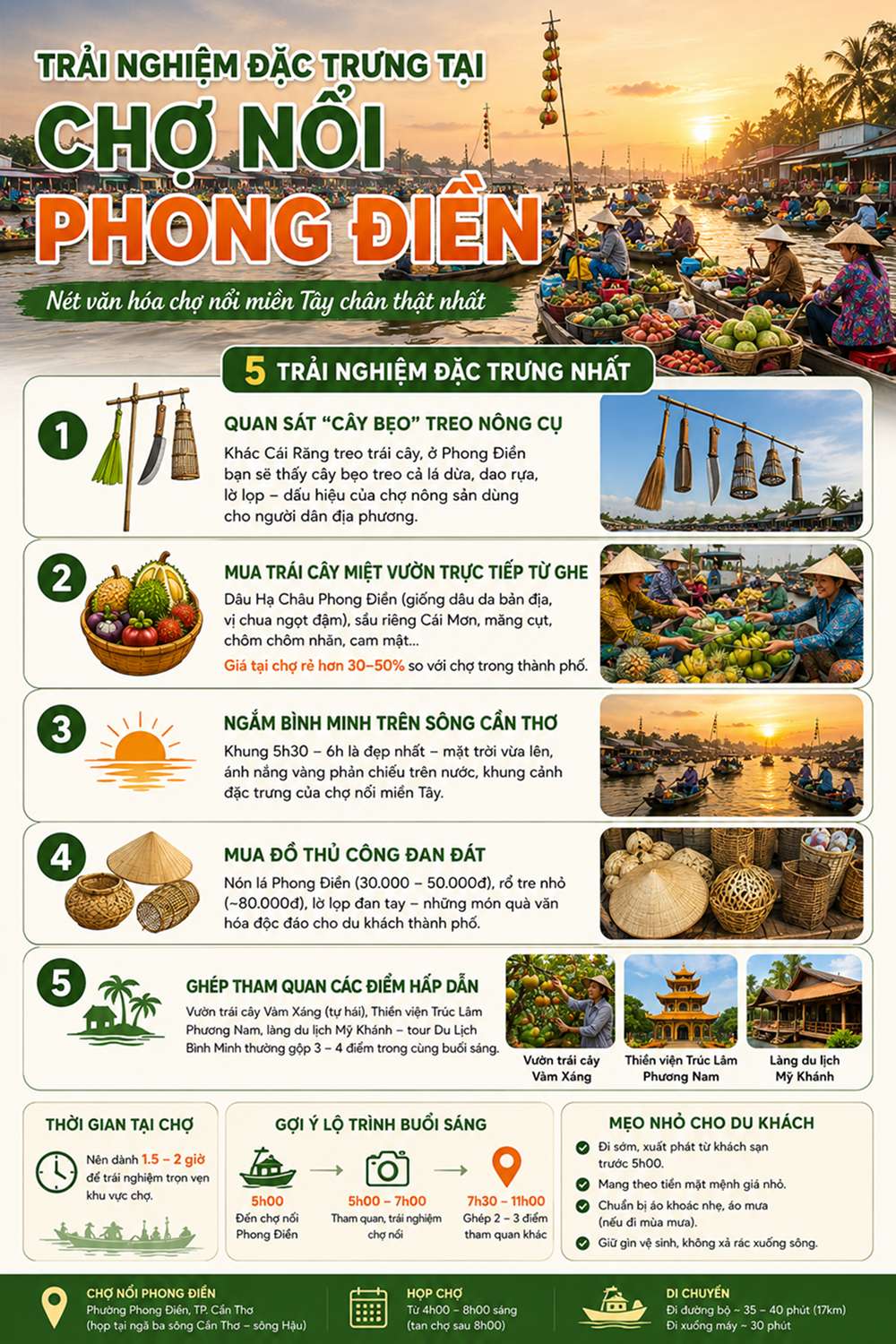 Trải nghiệm đặc trưng tại chợ nổi Phong Điền