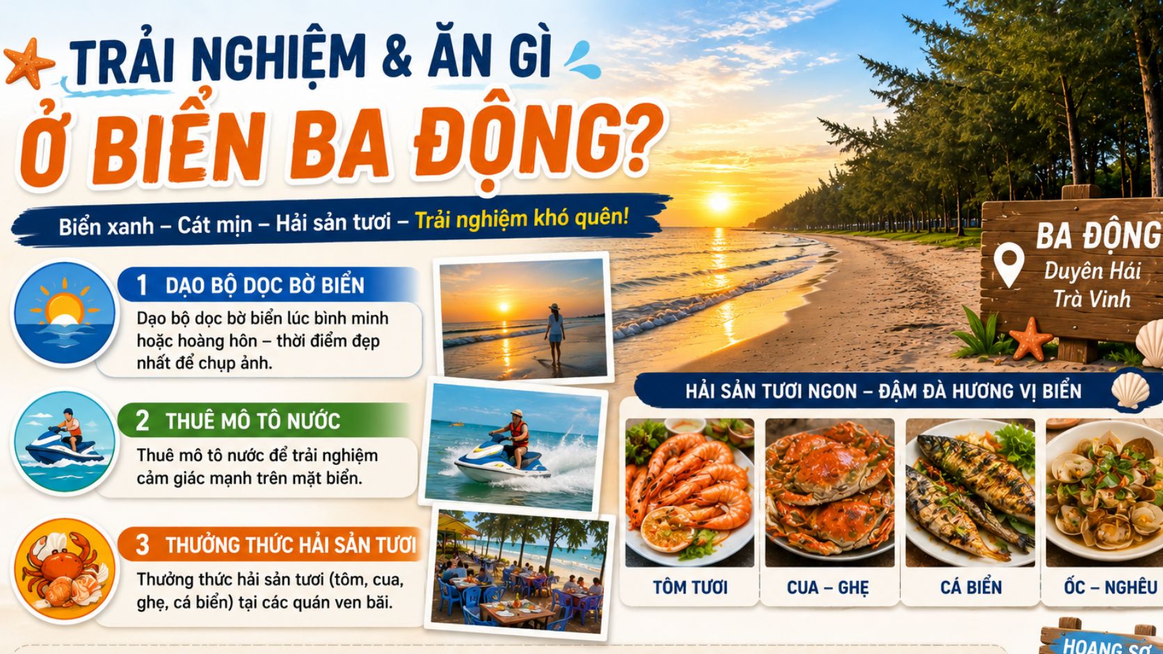 Trải nghiệm và ăn gì ở biển Ba Động?