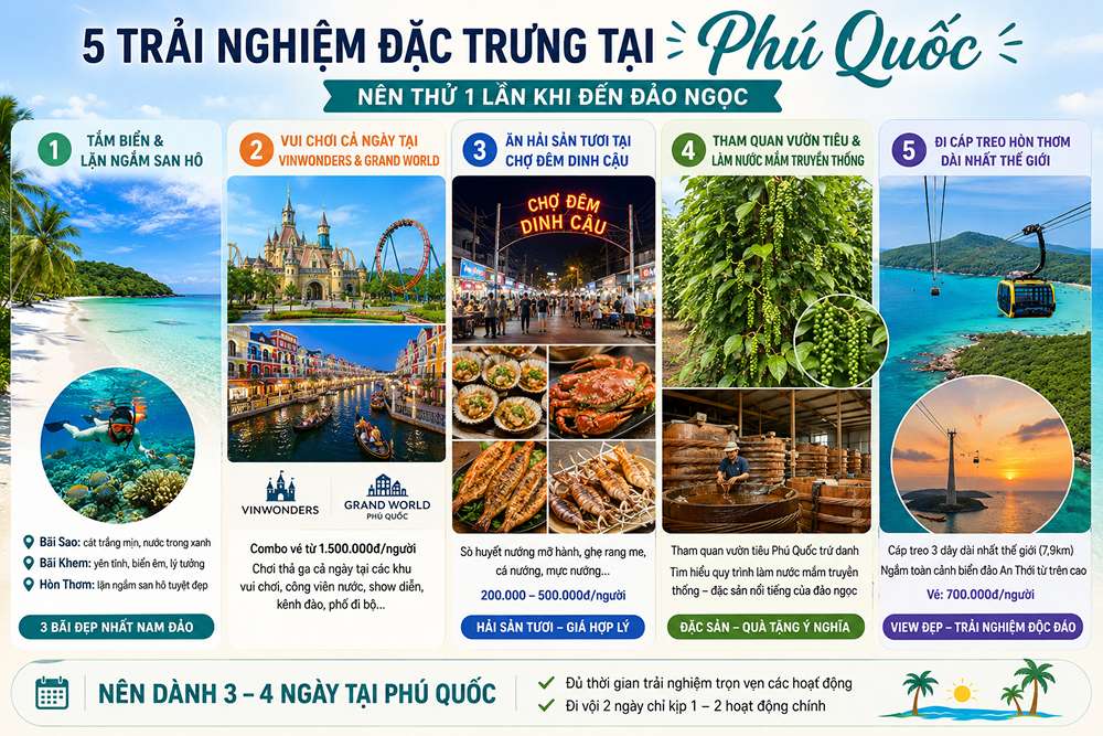 Trải nghiệm đặc trưng tại đảo Phú Quốc