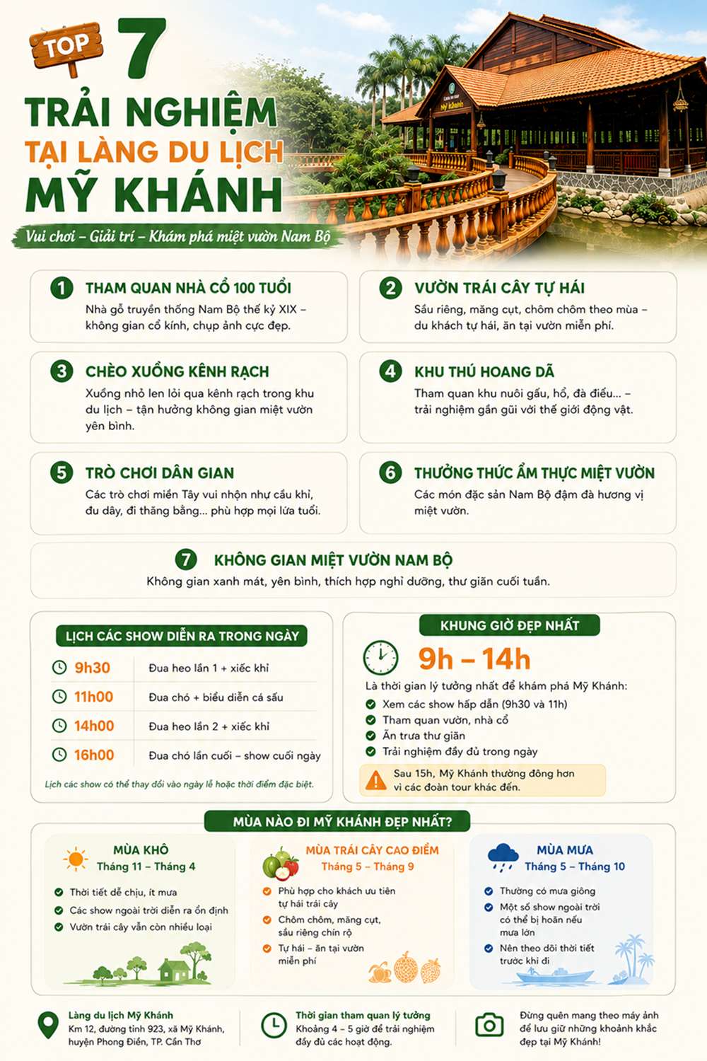 Top 7 trải nghiệm tại làng du lịch Mỹ Khánh