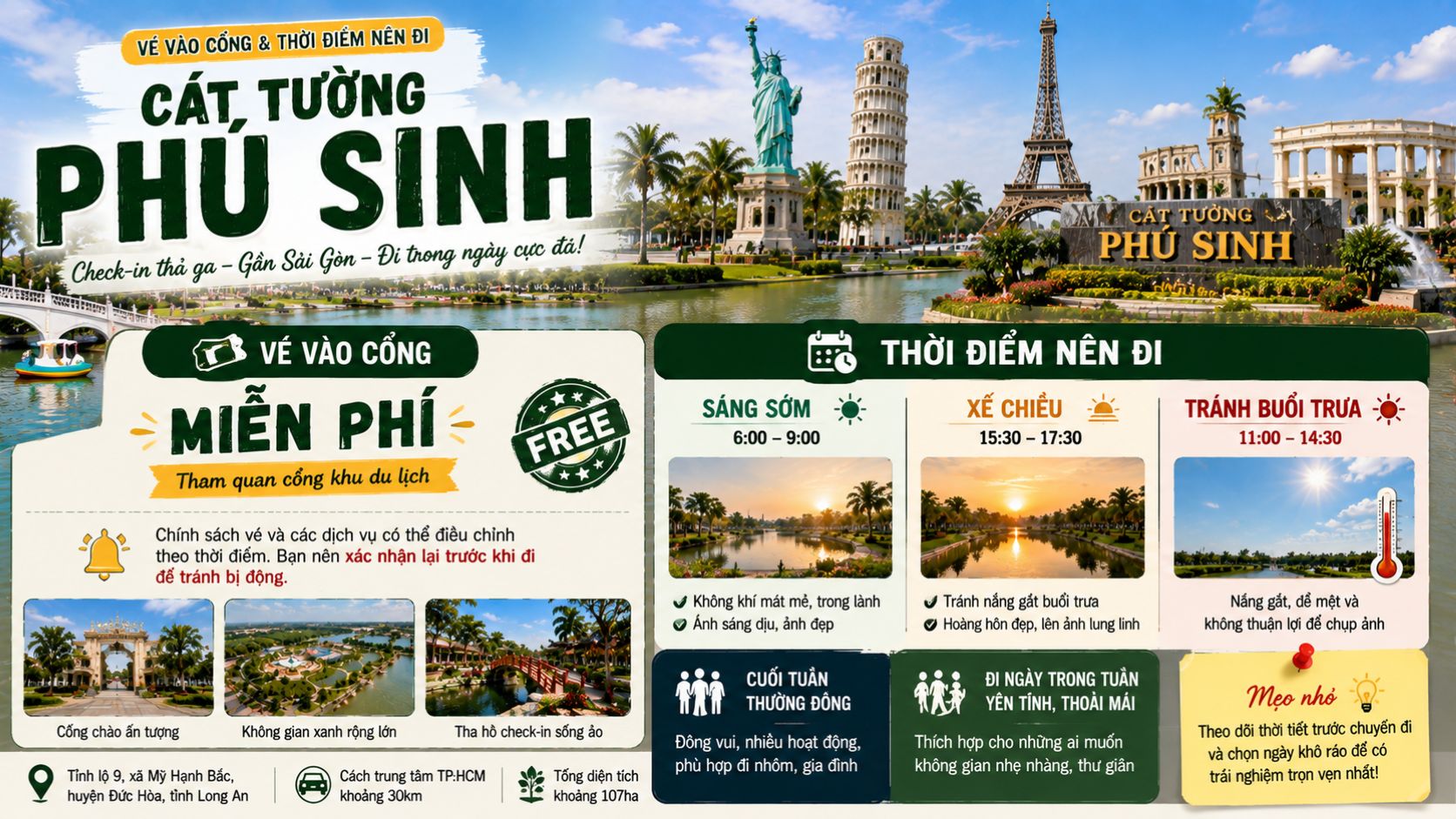 Vé vào cổng và thời điểm nên đi Cát Tường Phú Sinh?