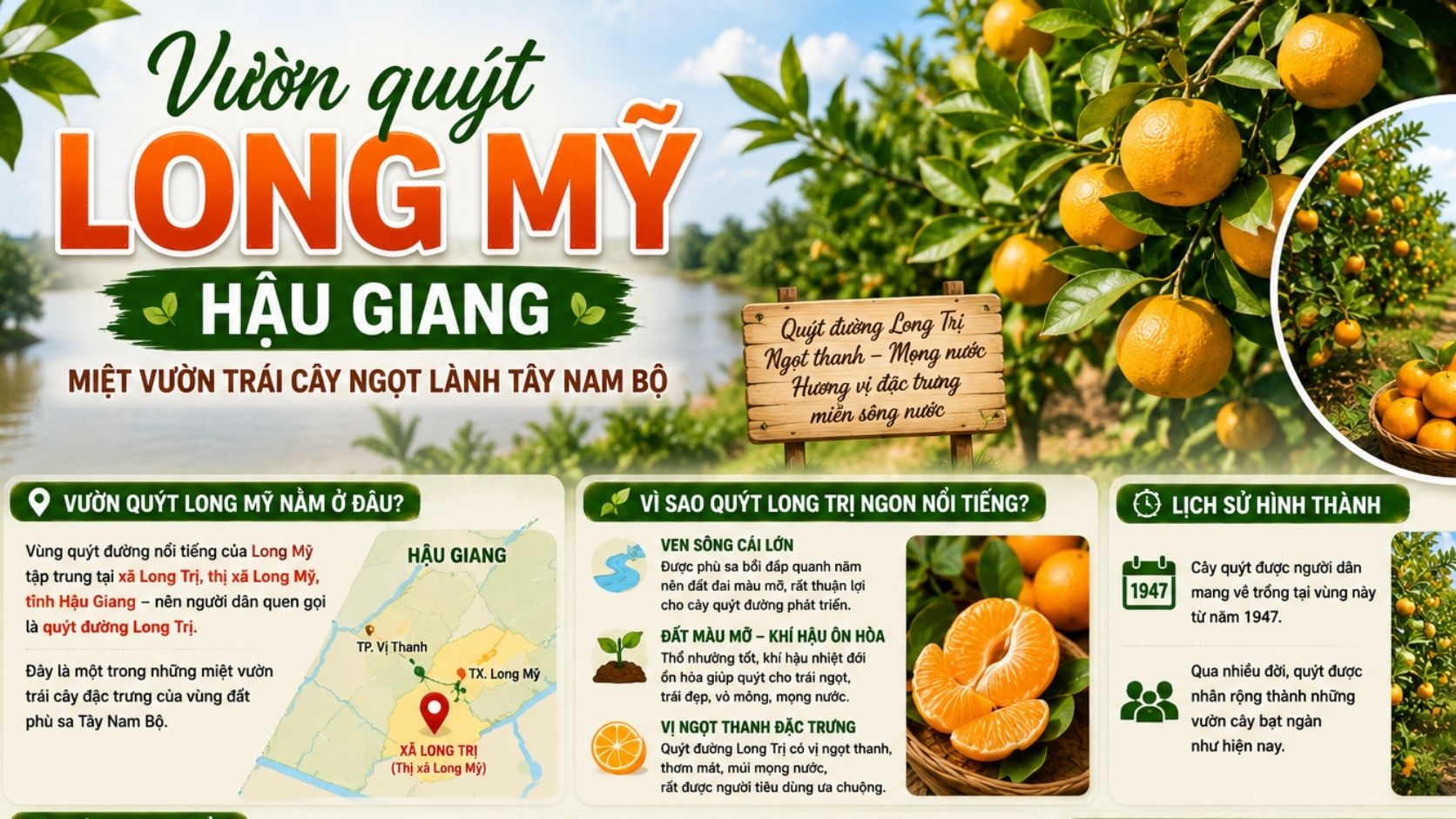 Vườn quýt Long Mỹ Hậu Giang nằm ở đâu?