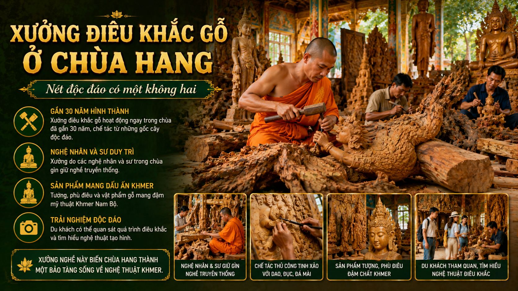 Xưởng điêu khắc gỗ ở Chùa Hang có gì đặc biệt?