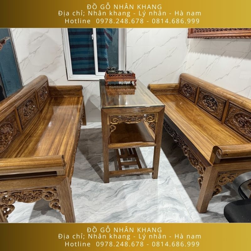 Bộ Trường Kỷ Gỗ Gụ Lào 10 Chỉ 197