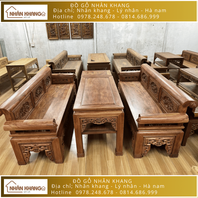 Trường Kỷ Gỗ Hương Đá Chân Quặp 217