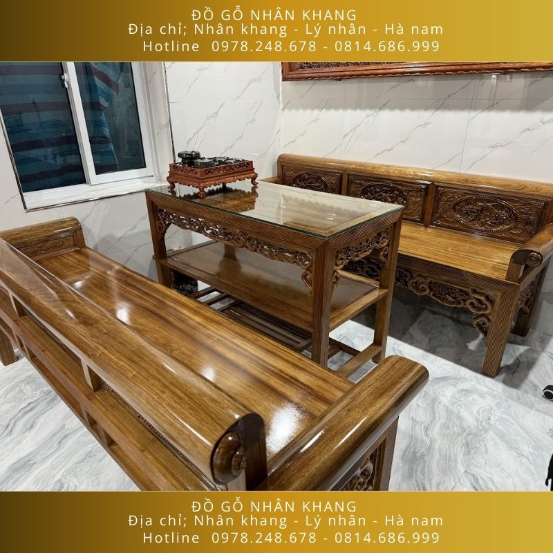 Bộ Trường Kỷ Gỗ Gụ Lào 10 Chỉ 197