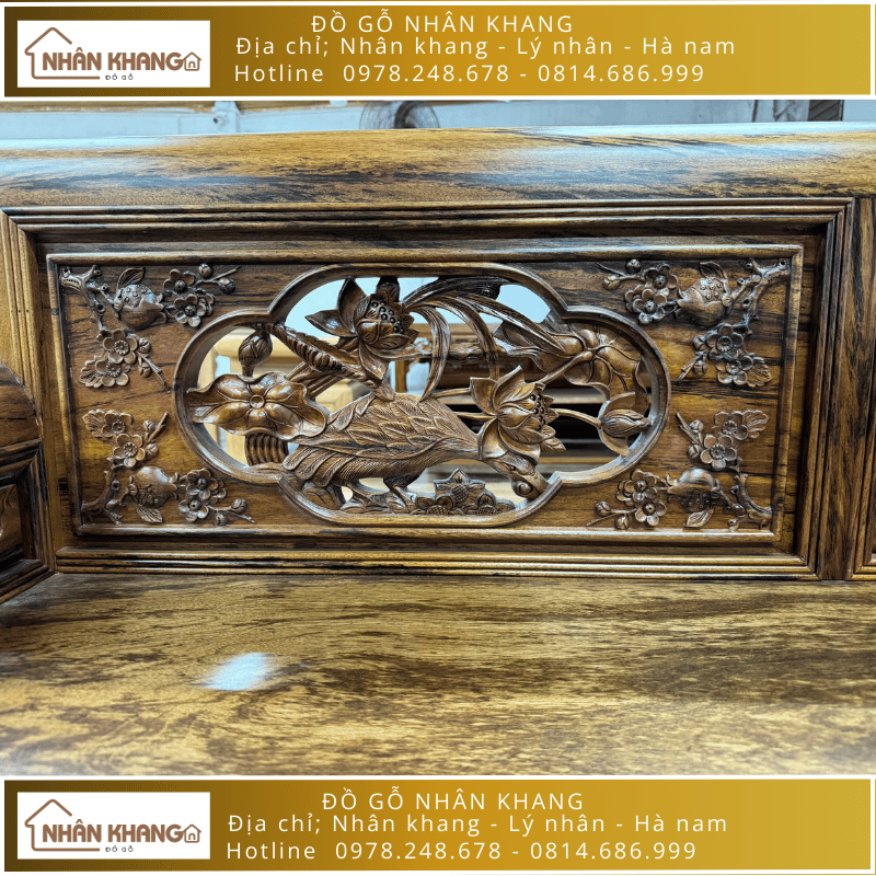 Bộ Trường Kỷ Gỗ Gụ Ta Chân Vén Chỉ
