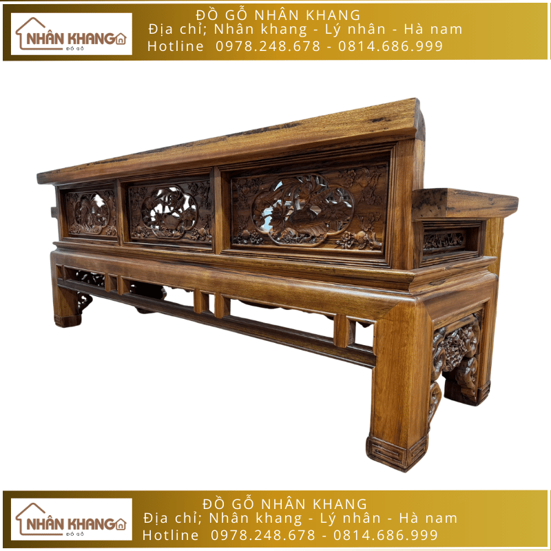 Bộ Trường Kỷ Gỗ Gụ Ta Chân Vén Chỉ