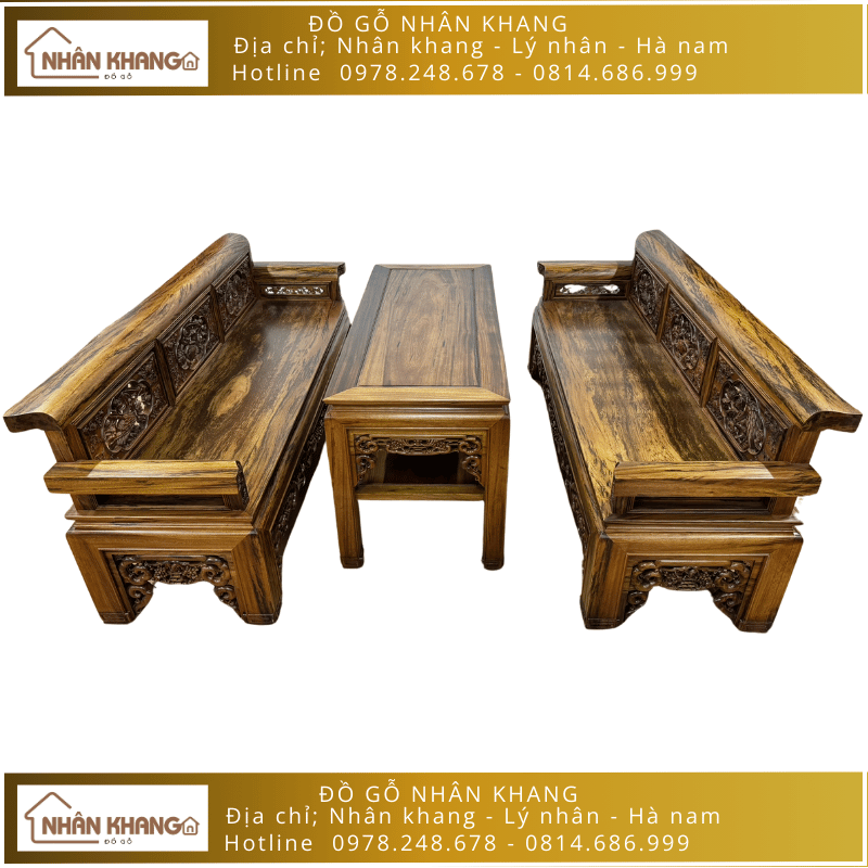 Bộ Trường Kỷ Gỗ Gụ Ta Chân Vén Chỉ