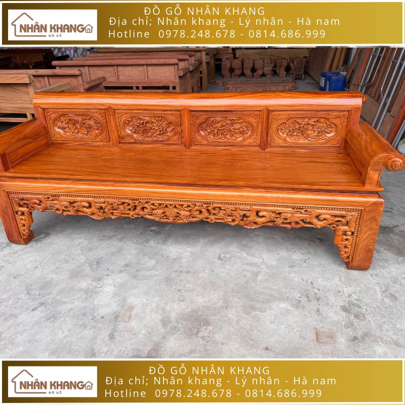 Bộ Trường Kỷ Gõ Đỏ 237 Chân Vấu