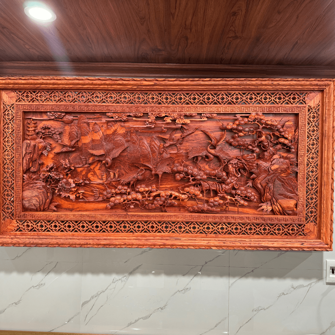 Tranh Gỗ Tùng Hạc (Tùng Hạc Diên Niên)